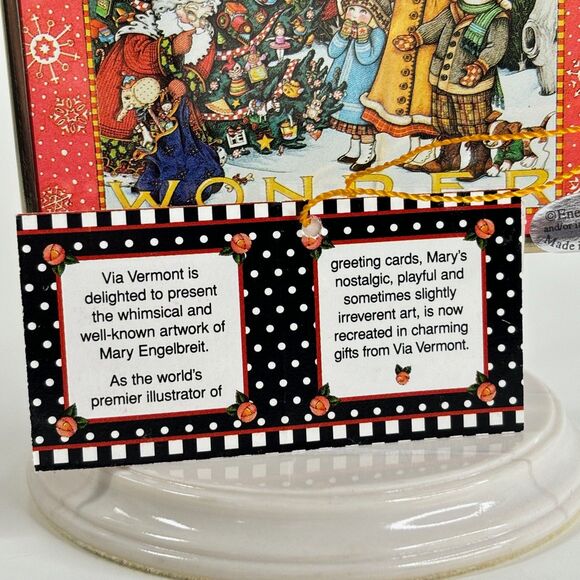 Mary Engelbreit Window Suncatcher Stained Glass Santa Christmas Tree Enesco - Picture 9 of 10